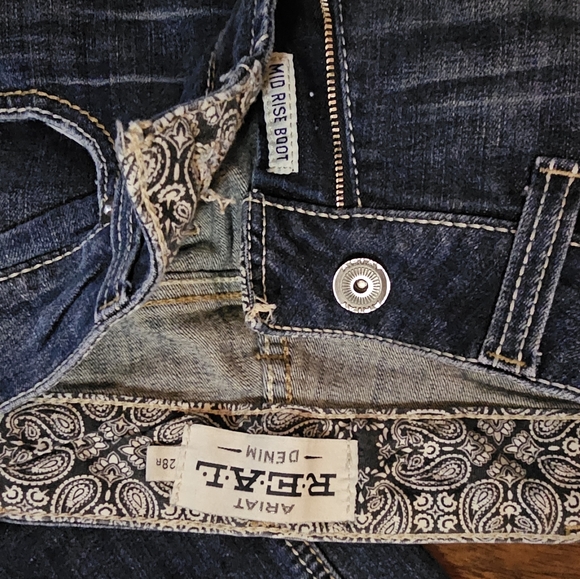 Ariat Women's Dark Blue Distressed Boot Cut Jeans - Picture 3 of 3